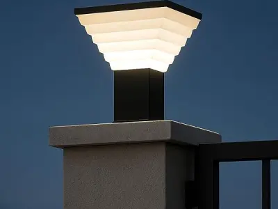 WhiteRay Metal and Polycarbonate Gate Light Waterproof Pillar Lamp Outdoor Decor Garden Lighting Pole Mount Exterior Fixture for Home Entrance Patio Compound Boundary (Bulb Not Inc