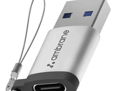 Ambrane USB Type C Female to USB Male OTG Adapter with 5 Gbps High-Speed Data Transfer, Compatible with Laptops, Tablets, Smartphone, Chargers and More Devices (AOTG-A1, Grey)
