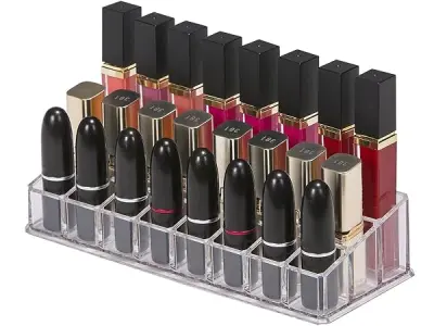 INOVERA (LABEL) 24 Compartment Makeup Lipstick Storage Holder Organizer Case, Pack of 1, Transparent