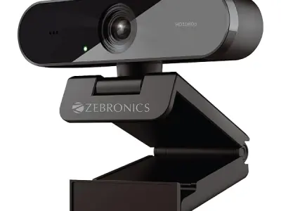 Zebronics FHD USB Webcam, 30FPS, 2P2G Lens, 2.0MP CMOS Sensor, Auto-White Balance, Auto-Exposure, Privacy Shutter, Built-in Mic, for Teams, FaceTime, PC/Laptop (Live Pro)