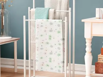 Lukzer Premium Metal Towel Rack | 3-Bar Sturdy Free-Standing Garment Organizer Stand | Multi-Functional & Versatile for Towels, Clothes, and Accessories (MGS-007/White/45x22x85 cm)
