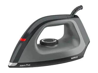 Havells Dry Iron Adore Plus 1100 Watts, Iron Press, Greblon Non Sick Soleplate with German Technology, Shock Proof Body, Aerodynamic Design, 360° Swivel Cord, 2 Year Manufacturer W
