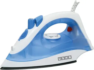 Usha 3713 1300W Steam Iron, Blue & White | Self Cleaning Function, Teflon Coated Soleplate, 18gm/min Steam Output, 180ml Water Tank, 2 Years Warranty