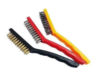 MOOLYAVAAN Products 3 PCS Mini Wire Brush Cleaning Tool Kit Brass, Nylon, Stainless Steel Bristles, Gas Cleaning Brushes Iron Nylon Copper Wire for Car Kitchen Gas Stove Cleaning T