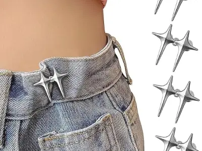 TAGPR 4 Set Adjustable Waist Buckle for Loose Jeans Pants Pearl Detachable Instant Button Pins Tightener Fit Skirt Robe Tightening Extender Skirts Jean Teddy Clips