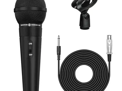 DIGIMORE Super Cardioid Dynamic Vocal Microphone for Singing, Live Performance & Karaoke | Metal Body, 3-Pin XLR Wired Mic | 80Hz–16kHz Frequency Response | 20ft Cable & Mic Holder