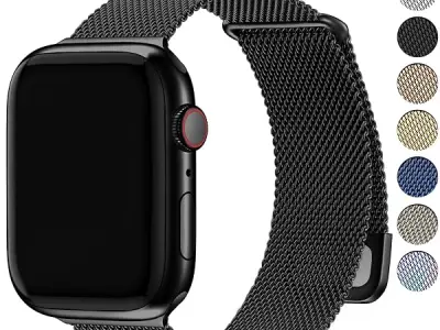 Fullmosa Milanese Loop Strap for Apple Watch 42(S3/2/1) 44 45 46 49mm | Compatible with iWatch Ultra/SE 4/3/2/1 Series 12 11 10 9 8 7 6 5 4,Replacement Band Women Men, Black [NO Wa