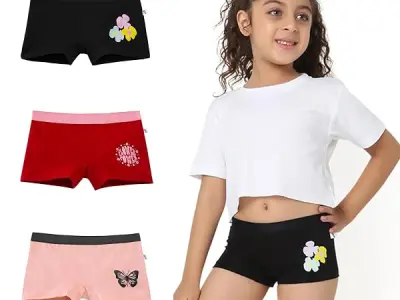 YouGotPlanB Cotton Trunks for Girls | Ages 4-16 | Stretchable Trunks for Kids | Snug-Fit | Perfect for Active Girls
