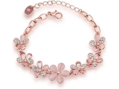 YouBella Jewellery Bracelets for Women Stylish Rose Gold Plated Crystal Bracelet Bangle Jewelle