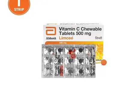 Limcee Chewable Natural Vitamin C Chewable Tablets 500mg || Tangy Orange Flavour || Boost Immunity || Supports Energy || Antioxidant || Skin Care || Men and Women -15 Tabs