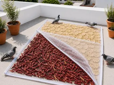 Multi Purpose Cotton Sun Drying Cloth with Net, Large Size 75 x 100 cm | Cotton Base Fabric with Protective Net Cover and Zipper for Papad, Millets, Rice & Spices, Bird Protection