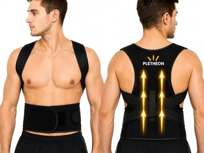 PLETHEON Posture Corrector Belt fit 30 to 44": Tummy (Black) | Adjustable & Comfortable Posture Support for Daily Wear