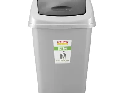RATAN PLASTICWARE Tidy Bin with Swing Lid 25 Litres Plastic Dustbin, Trash Bin, Garbage Waste Bin For Home, Bathroom, Kitchen, Office, Bedroom Grey Color