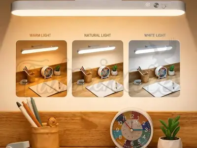 Fulminare Plastic LED Rechargeable Touch Lamp | Magnetic Stick-On Light with 3 Color Modes | USB Charging | Study, Wardrobe, Cabinet, Desk, Kitchen Use | 2-4 Hours Backup | Eye Pro