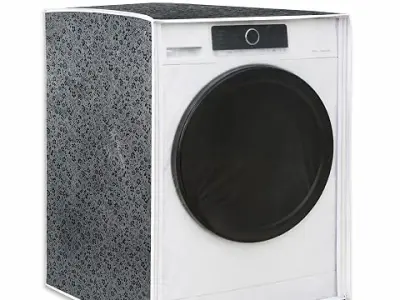 Classic® Front Load Washing Machine Cover Suitable for LG 8.5 Kg, 9 Kg, 9.5 Kg, 10 Kg, 10.5 Kg, 11 Kg, 11.5 Kg, 12 Kg (72cmsX63cmsX81cms, Black & Grey)