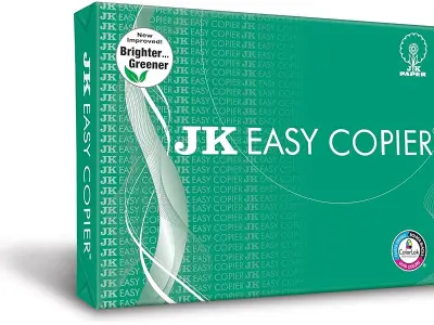 JK Easy Copier Paper | A4 Size | 70 GSM | 500 Sheets | White Paper, 1 Ream | For Laserjet & Ink