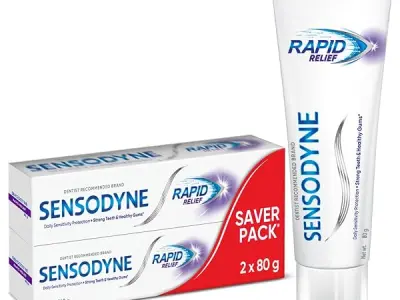 Sensodyne Toothpaste Rapid Relief | Fast Sensitivity Relief Tooth Paste Combo Pack - 160gm (80gm x 2) | Fresh Taste | Dentist Recommended