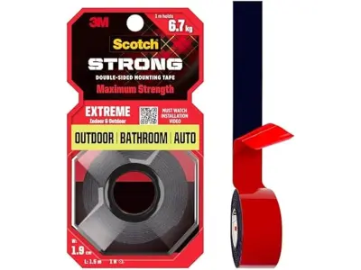 3M Scotch Extreme Double Sided Tape, 1M Holds 6.7Kg, Works On Uneven Surfaces, Weather Resistan