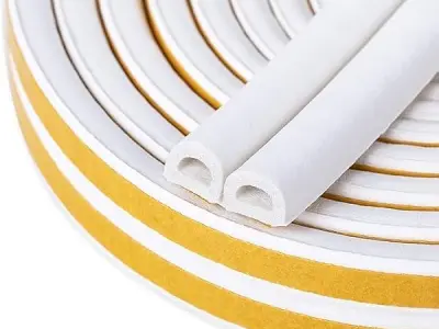 ANOXA Door Seal D-Type Strip Weather Stripping Self Adhesive Foam for Doors and Windows, Soundproofing Weatherstrip Gap Collision Avoidance (White)