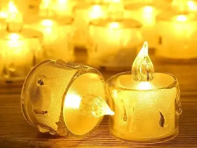 True Decor 12PC Acrylic Flameless & Smokeless Melted Design Crystal LED Candles for Home Decoration||LED Tealight Candles for Christmas & Diwali Pack of 12 (Yellow)