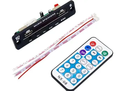 Electronic Spices 12V Bluetooth MP3 USB Charging Port FM Radio Player and decoder Module with Remote Pack of 1pcs