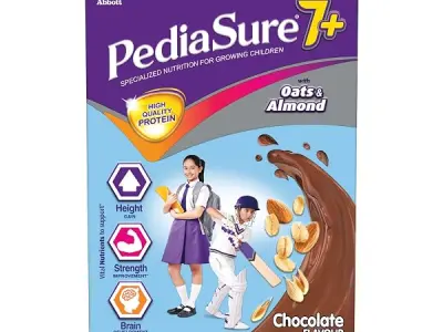PediaSure 7+ Specialized Nutrition Drink Powder 400 Grams,Premium Chocolate Flavour With Oats & Almonds,For Growing Children,Supports Height Gain,Muscle Strength &Brain Development