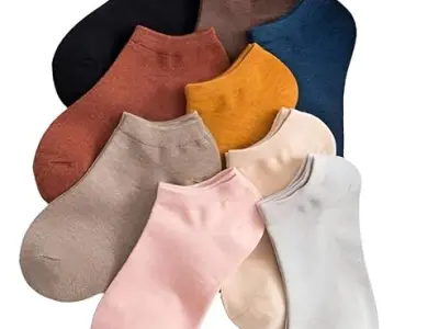 Ankle Length Cotton Socks for Women & Girls, Cute Pastel Colours, 5 Pairs