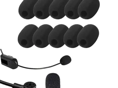 Jubobu Headset Microphone Foam Covers, 10 Pack, 30 x 22 mm, Black | Washable mic sponge windscreens with 8 mm inner holes for compatible headset microphones and portable voice ampl