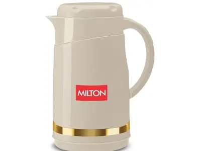 Milton Renova 1000 Water Jug, PU Insulated Inner Stainless Steel Hot & Cold Jug, BPA Free, Leak Proof, 1 Litre, Beige, Ideal for Tea, Coffee, Water, Hot Beverages