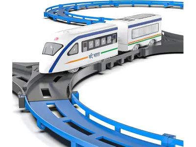 Mirana Vande Bharat Bullet Train Toy Set for Kids, Basic 43 pcs | Multiple Railway Track Layout