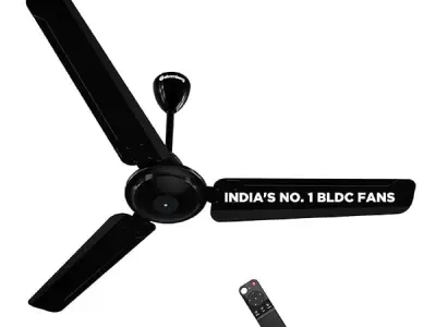 atomberg Ameza Remote Controlled 1200mm BLDC Ceiling Fan | BEE 5 Star | High Air Flow | Low Noise | Power Saving | Timeless Design with 2 Year Warranty | Gloss Black
