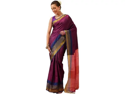 Amazon Brand - Anarva Pattu Art Silk Woven Ready To Wear Saree Pink