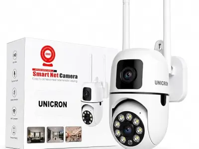 UNICRON CCTV Camera for Home Outdoor & Indoor, 4+4MP FHD Dual Antenna Bulb Wireless WiFi Security Camera 360° Smart, Color Night Vision & Mobile Connectivity