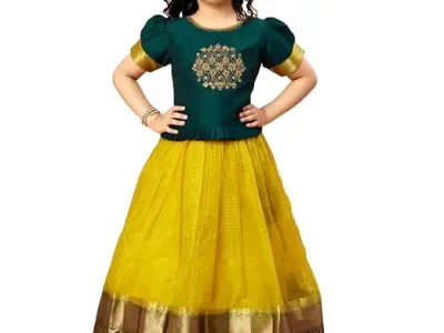 White Button Girls Girls Faux Silk Readymade Lehenga Choli