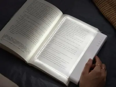 HEBEZON Rechargeable Clear LED Flat Reading Light, Full Page Dimmable Panel Lamp for Books in Bed at Night, 3 Color Temperatures, 99-Min Timer, Funny Gift for Readers, Kids, Adults