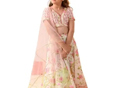 PS PEACHES Girls Lehenga And Choli With Dupatta