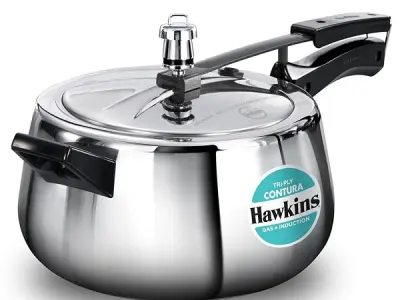 Hawkins 5 Litre Triply Contura Pressure Cooker, Triply Stainless Steel Induction & Contura shaped Cooker, Silver (SSTCO50)