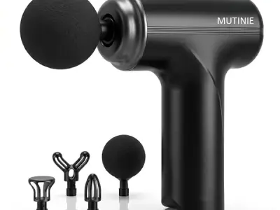 MUTINIE Massage Gun, Deep Tissue Muscle Massager, 6 Speeds, 4 Massage Heads