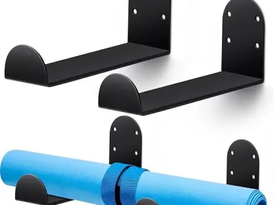 Parikshit Sublimation Wall-Mounted Yoga Mat Holder, Acrylic Display Black, with Installation Hardware (Yoga Mat Hanger Black S1)