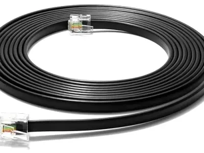 RJ11 Telephone Extension Cable 2 Pin Male to Male Landline Phone Cord | RJ11 Telephone Line Extension Wire for Landline Phone, Modem, Fax Machine, EPABX, DSL & Broadband Connection