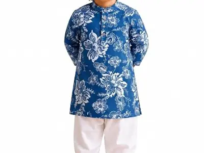 A.T.U.N. (ALL THINGS UBER NICE) Boys 100% Cotton Kurta Pyjama Set | Traditional Ethnic Wear Outfit for Kids | Soft Breathable Printed Kurta with Comfortable Pyjama | Festive Celebr