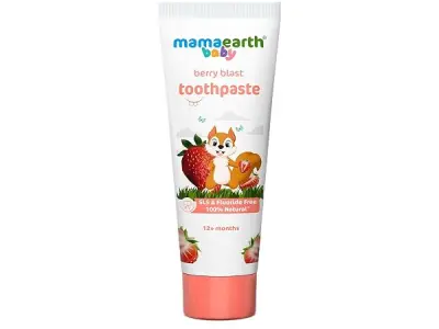 Mamaearth 100% Natural Berry Blast Kids Plaque Removal Toothpaste 50 Gm, Fluoride Free, SLS Free, No Artificial Flavours, Best for baby