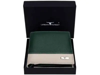 URBAN FOREST Seattle Green/Sand Leather Wallet for Men