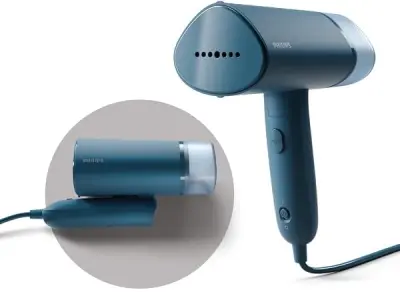 PHILIPS Handheld Garment Steamer STH3000/20, Reno Blue | 1000W, Compact & Foldable, Convenient Vertical Steaming, Quick Heat Up, up to 20g/min, Kills 99.9%* Bacteria