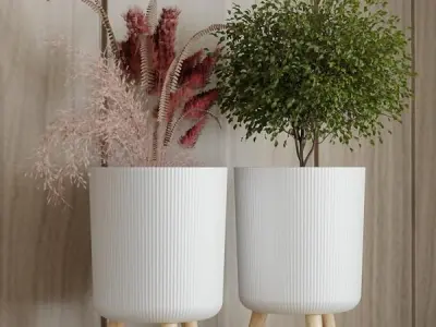 Copelle Modern White Flower Pot with Legs | Big Planter | Indoor Outdoor Planter for Home,Garden, Balcony Decor | Tall, Durable & Lightweight Planter | Italian Ribbed Design Stylex
