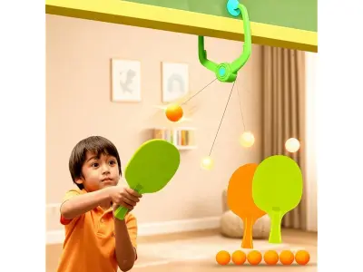 Toy Imagine Indoor Hanging Table Tennis Trainer for Kids Age 5-14 | Door Mounted Ping Pong Game