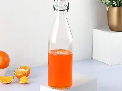 CELLO Aquaria Glass Water Bottle For Daily Use 1000 ml, Transparent | Durable & Stylish, Freezable & Fridge Safe, Leakproof & Leadfree Toughened Glass Water Bottle For Juices, Milk