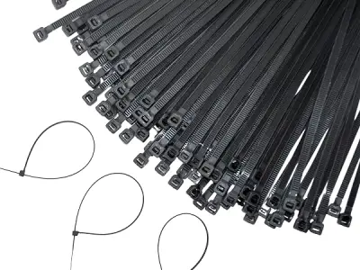 GLOBOMOTIVE Teeth Grip Nylon Self Locking Cable Ties, Black (100 mm x 2.5 mm, 4 inch, Pack of 100) - Heavy Duty Strong Zip Wire Fastener Organizer Tie