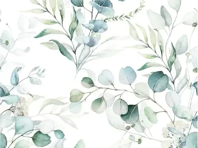 ELTON Waterproof Peel and Stick Floral Wallpaper, Self-Adhesive Vinyl Wall Covering for Bedroom, Living Room Bathroom Cabinet, Countertop (45 x 600 cms, Green Eucalyptus Leaf Patte