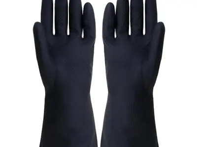 Robustt Heavy Duty Rubber Hand gloves - 1 Pair (Free Size, Black) for Dishwashing, gardening, kitchen cleaning
